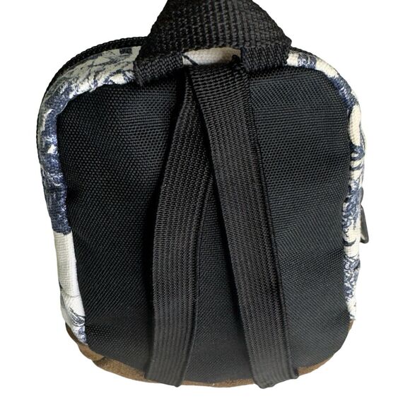 Vintage JANSPORT Mini Back Pack Coin Purse Wristlet Charm Blue Floral Leather - Picture 5 of 16